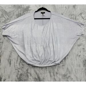 Vintage Espresso Dolman Sleeve Blouson Top Size L Silver Metallic Party Clubwear